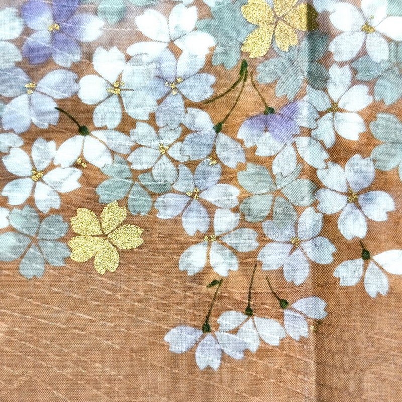 Japanese Vintage Handkerchief Cherry Blossom - Sakura Tunnel 19 x 18 inches - 手帕 - 棉．麻 卡其色