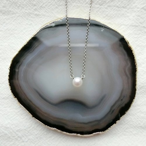 喜羊羊happy sheep jewelry 天然淡水珍珠925純銀鎖骨鍊