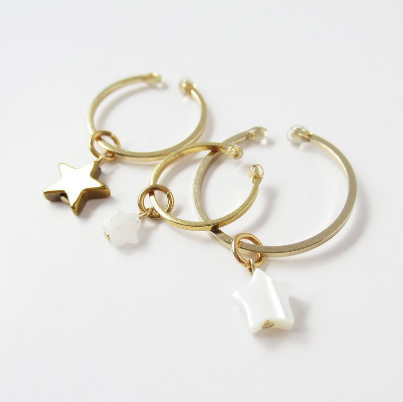 Star and circle ear cuffs 耳骨夾 - ต่างหู - หิน สีทอง