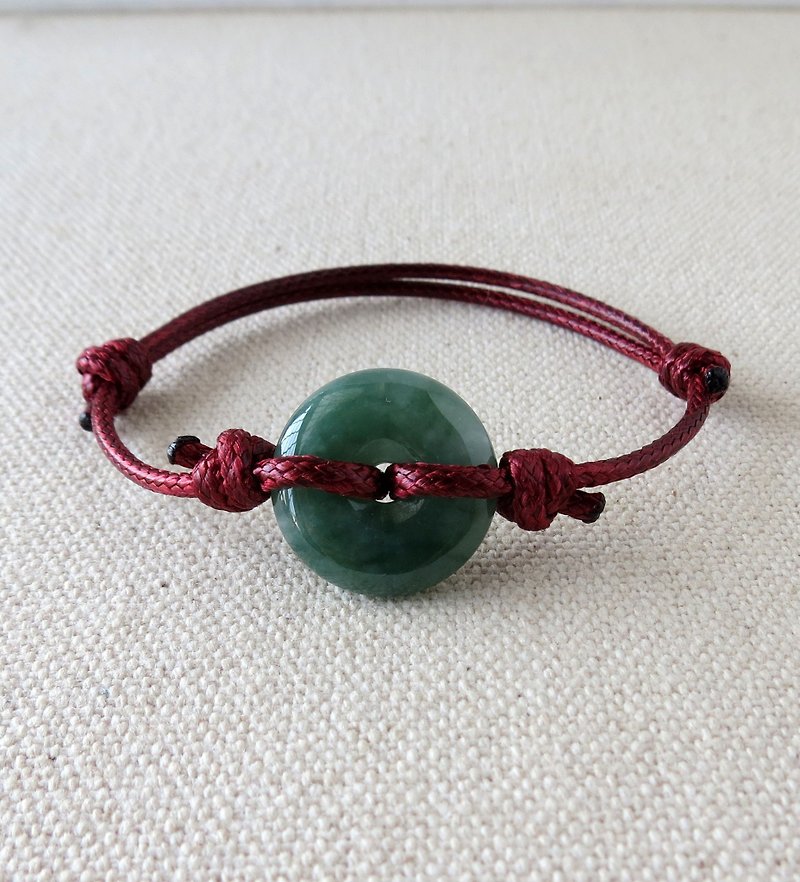 This year [Ping An‧ Ru Yi] Ping An Clasp Jade Korean Wax Bracelet*ABF1*Lucky, Anti-Villain - Bracelets - Gemstone Green