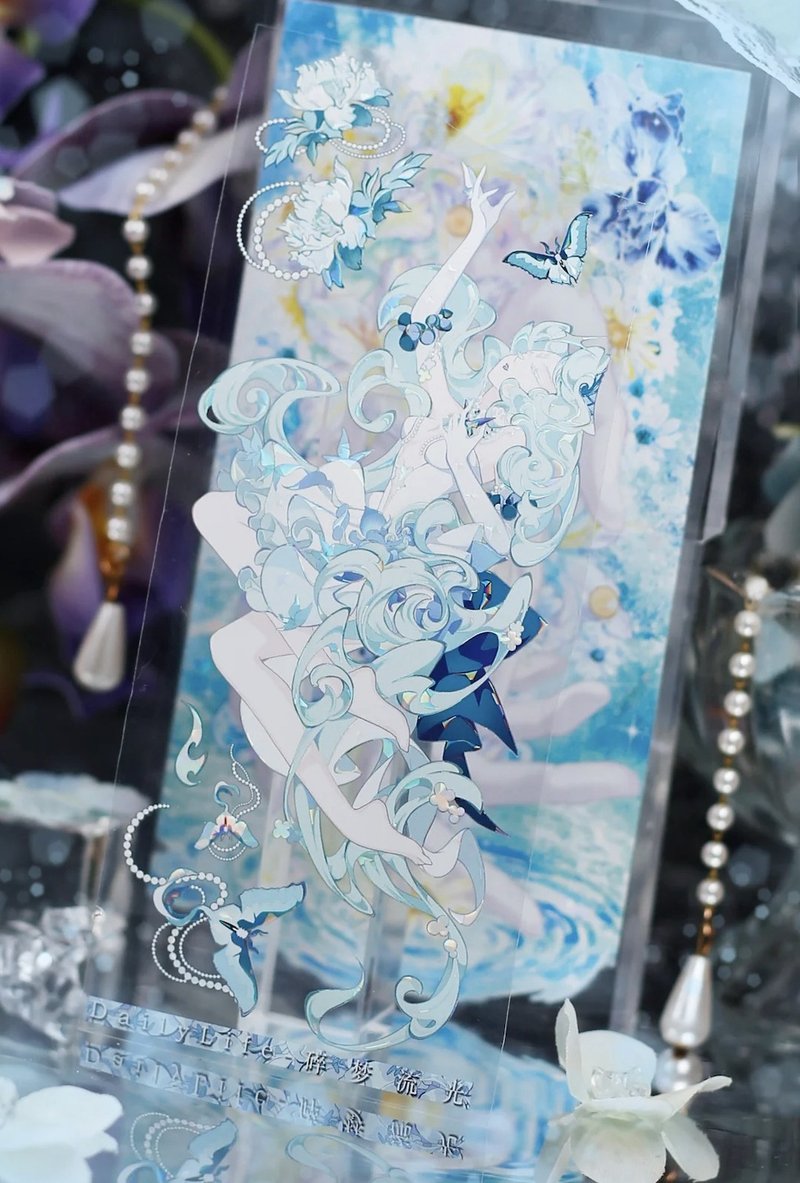 碎夢流光 透明感のある 儚げな幻想少女 PET 紙膠帶 貝殼光 - 紙膠帶/和紙/PET - 其他材質 多色
