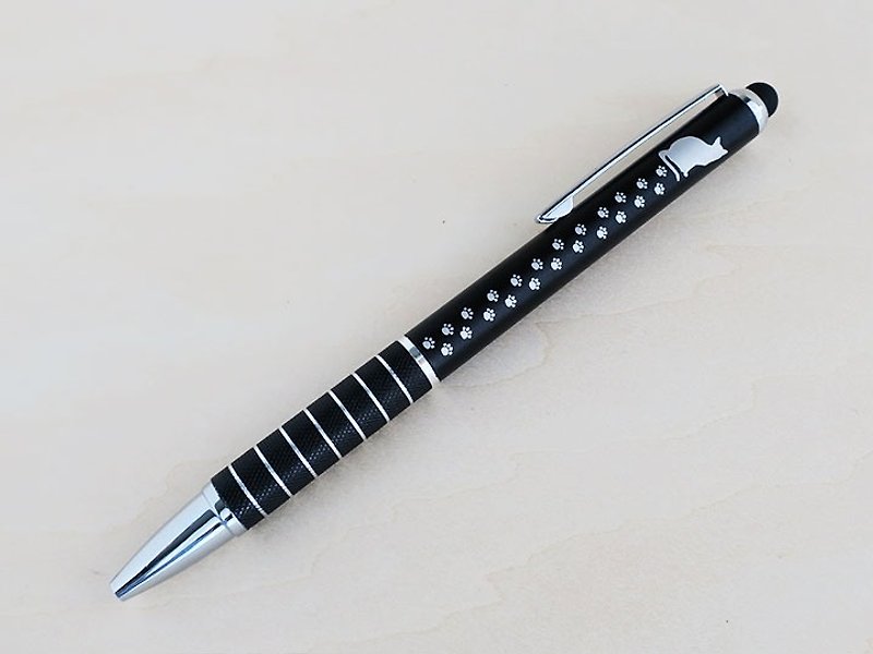 ☆ engraved choose ☆ cat and paws footprints touch pen and ballpoint pen (black) / rotary - Other Writing Utensils - Other Metals Black