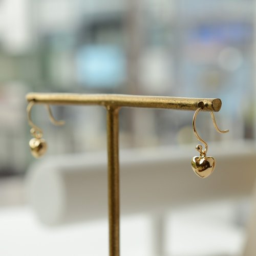 JEWELRY and PEARL FUKUDA 18K金 耳環 日本製造 黃金 心形 耳針 可換成耳夾耳環