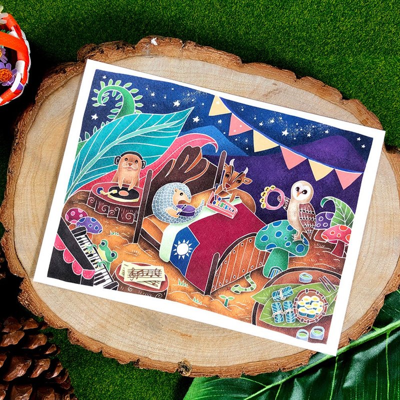 Illustration postcard [Forest Concert] - Cards & Postcards - Paper 