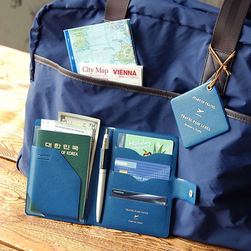 PLEPIC-Journey Set sail leather cover - Navy Blue, PPC93037 - Passport Holders & Cases - Faux Leather Blue