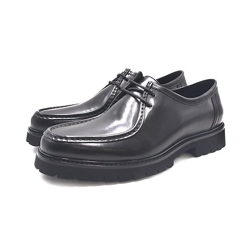 米蘭皮鞋Milano WALKING ZONE(男)粗曠風格厚底車線紳士皮鞋 男鞋-黑色