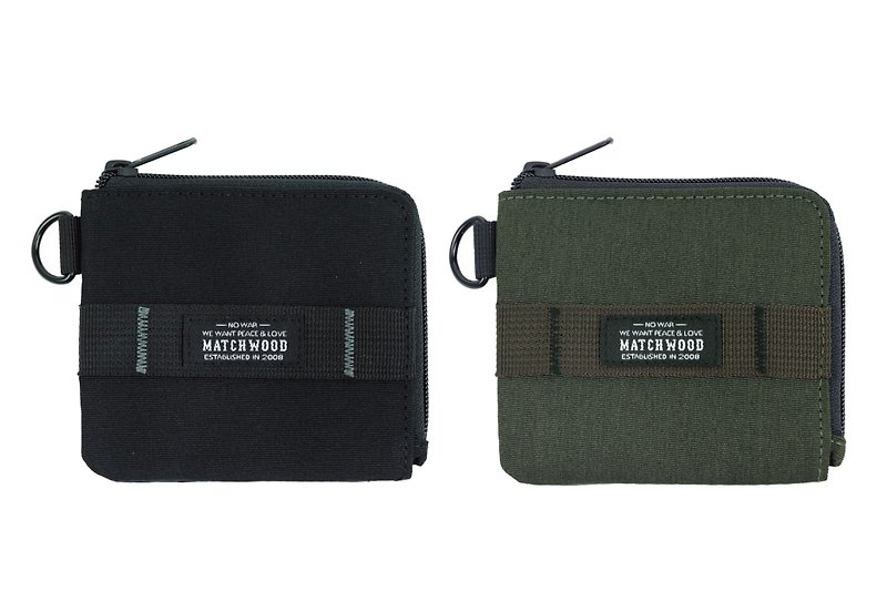 Tooling Military Wallet Matchwood Zip Wallet Short Clip Buckle Wallet Coin Purse - กระเป๋าใส่เหรียญ - ไนลอน สีเขียว
