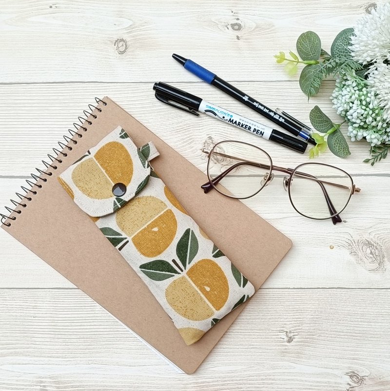 【眼鏡袋】橘子 - 鉛筆盒/筆袋 - 棉．麻 橘色