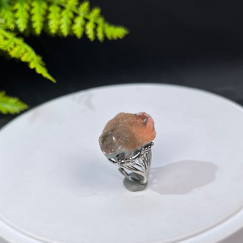 WANZAMGOK 多彩水晶共生瑪瑙活口戒指 星光隨形原石標本礦物手工指環 S925銀