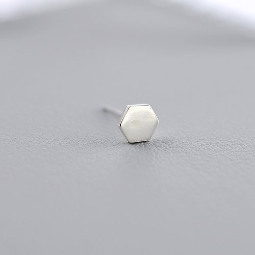 GreenRock Jewelry 六角銀片耳環(單只) 925純銀