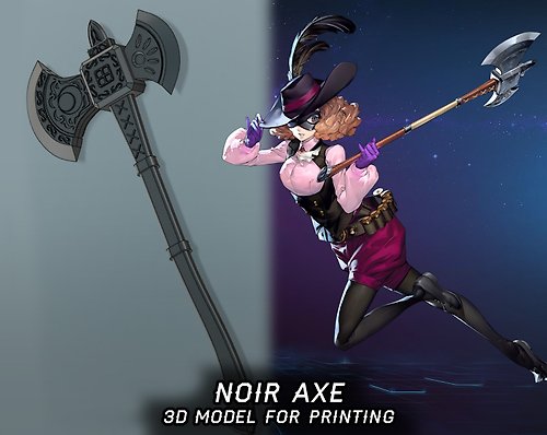AlizaDigital Digital Persona inspired Noir Axe model for printing for cosplay