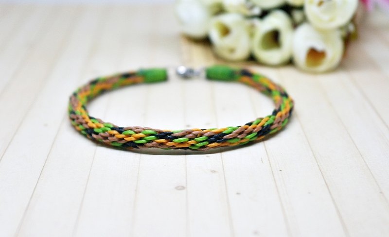 Hand-woven silk wax thread section <node> // Color can be selected // - Bracelets - Wax Green