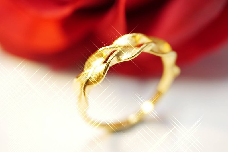 黃金戒指-麻花造型藝術戒-女戒 - 戒指 - 24k 金 金色