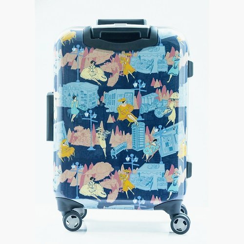 MHSHOP生活居家 時尚生活藍色系-手工印紋時尚鋁框20吋行李箱/旅行箱