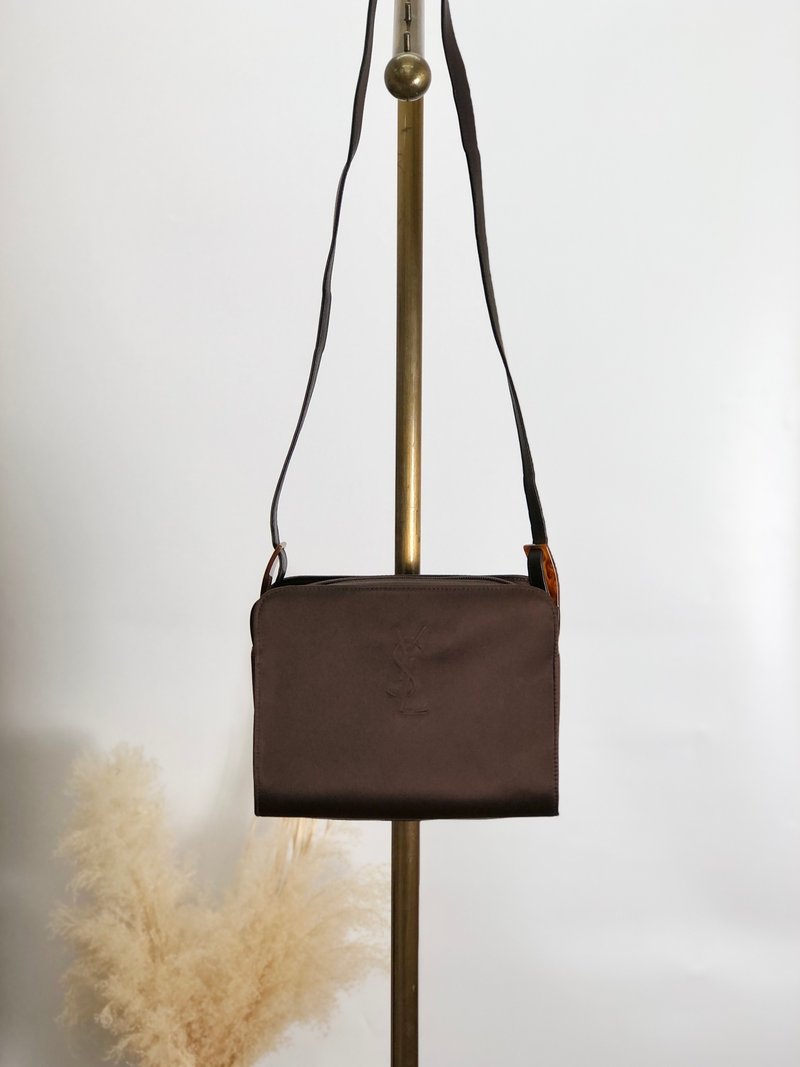【 日本直送　名牌中古包 】Yves Saint Laurent イヴ・サンローラン ショルダーバッグ ブラウン YSL ナイロン vintage hiiu4k - 側背包/斜背包 - 尼龍 咖啡色