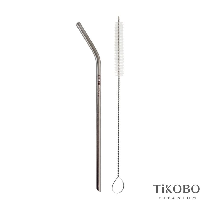 純鈦彎式細吸管 6mm ( 20cm高)【贈吸管刷】環保吸管 馬克杯吸管 - 環保吸管 - 其他金屬 銀色