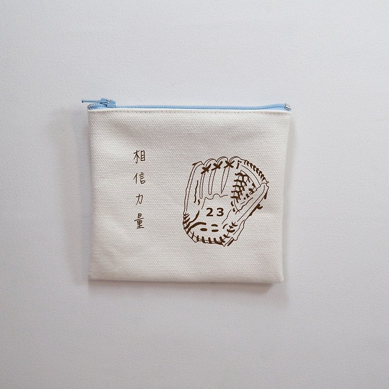 相信力量 棒球 手套 帆布 球員卡 收藏包 可客製 球員 勵志 文字 名字 - 其他 - 棉．麻 白色