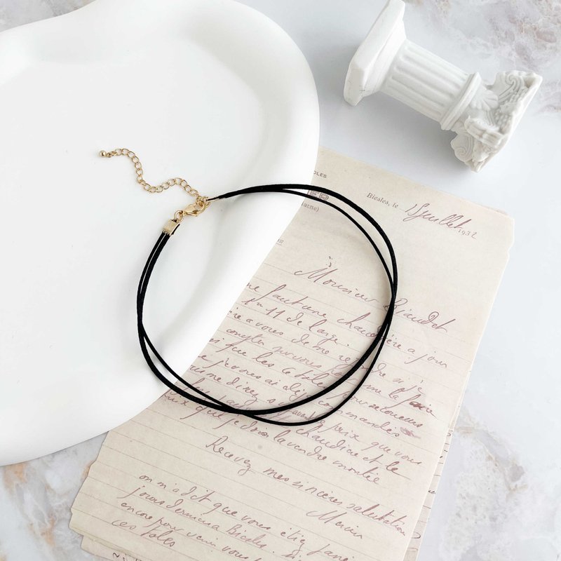 黒ロープの２連のシンプルチョーカー　　SV479 - 頸鏈 - 其他材質 黑色