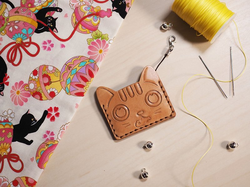 Mini cat name tag mini octopus holder - Luggage Tags - Genuine Leather Yellow
