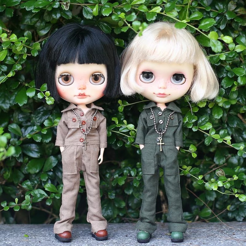 Long jump suit + necklace for Neo Blythe Pullip Licca - 其他 - 棉．麻 