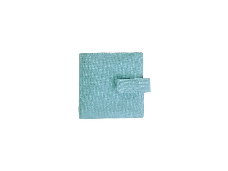 【折疊短夾】- 湖水藍 - 長短皮夾/錢包 - 棉．麻 藍色