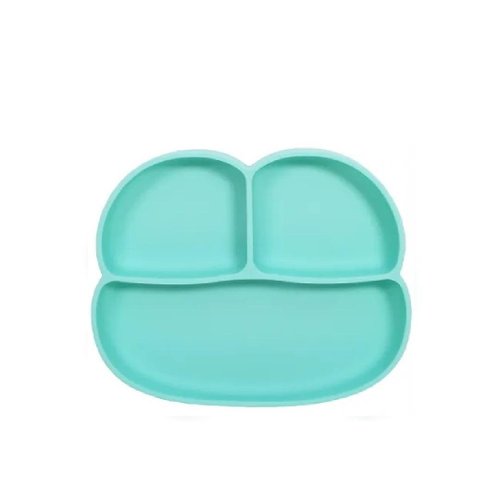 Ubelife b&h 兒童自主進食餐具 - 防滑矽膠餐盤 (青蛙) - 粉藍色