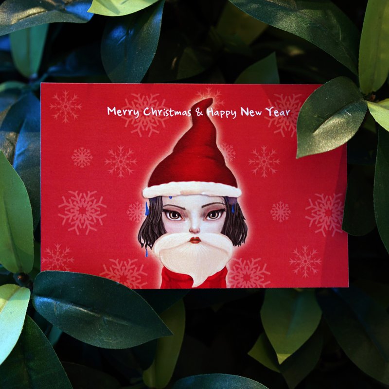 Christmas gift card - Xmas Santa girl! Postcard - Christmas card - Xmas idea gift - Character Design. - 卡片/明信片 - 紙 