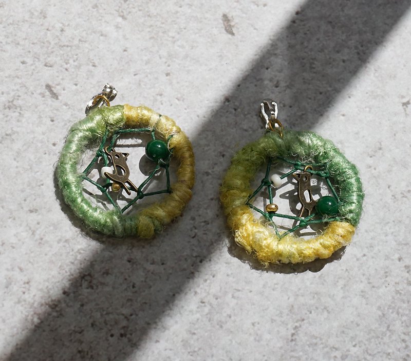 Handmade Banana Silk Earrings - Earrings & Clip-ons - Silk Green
