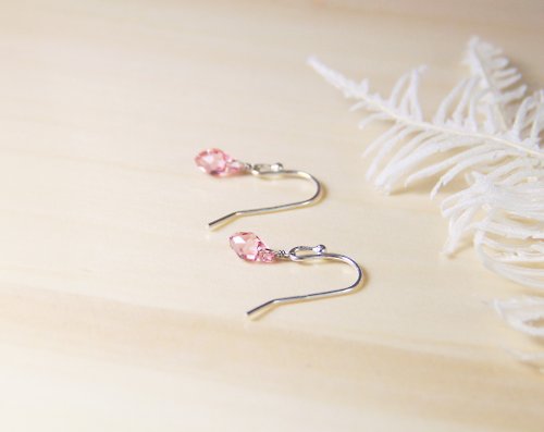 目目設計Gaze 極簡系列- 少女玫瑰嫩粉 - 925純銀手作耳環 免費改夾式 銀飾 禮物 包裝