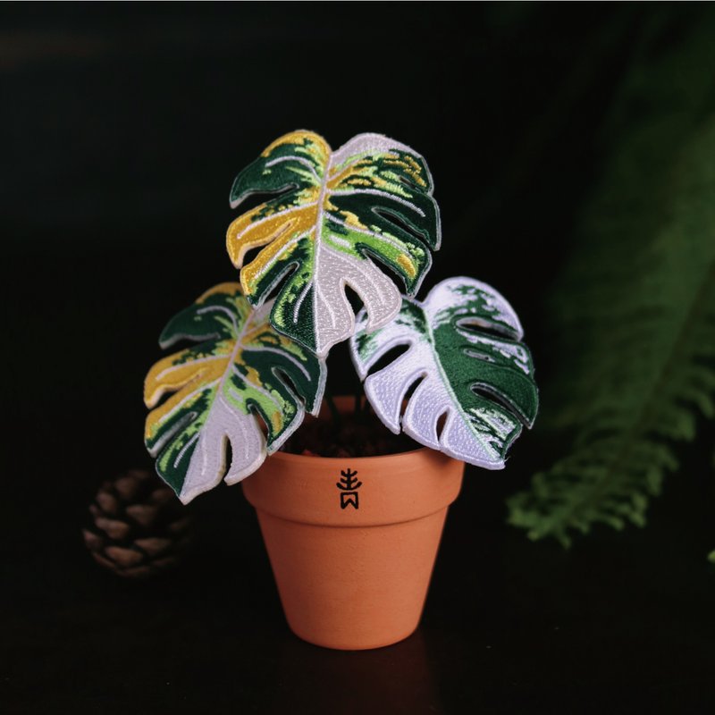 三色龜背芋-刺繡盆栽-海外限定賣場 - 擺飾/家飾品 - 其他材質 綠色