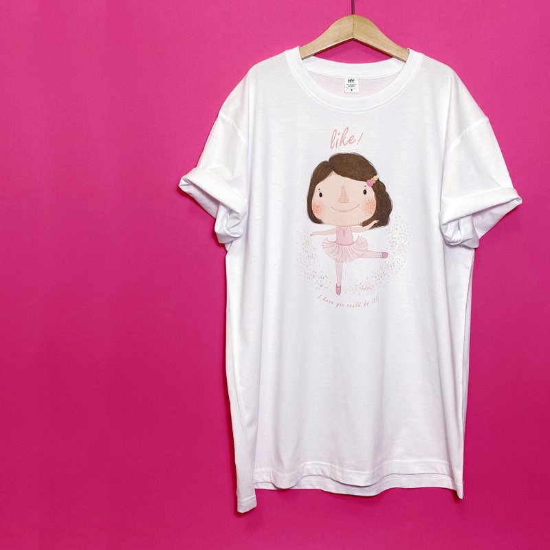 棉質短袖T-Shirt Dolly(朵力) Like!  Ballet 芭蕾 - 女 T 恤 - 棉．麻 粉紅色