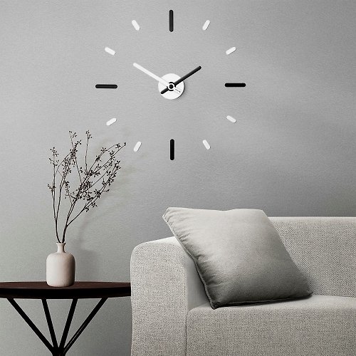 ontime On-Time Wall Clock Peel and Stick Black White 56 Cm. (22.5 inch)