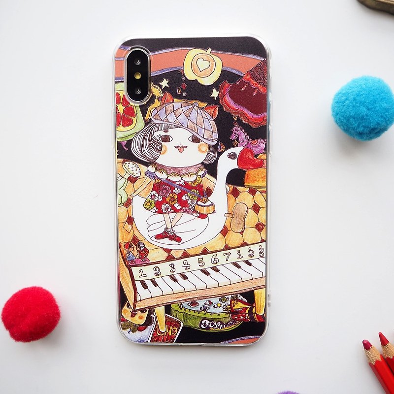 Nostalgic little toy/Miss Baozi on the little swan/embossed texture phone case/iPhoneX/customized - Phone Cases - Plastic 