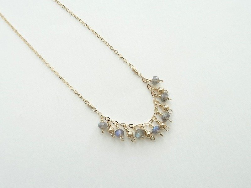 Labradorite Faceted Rondelles 14K Gold Filled Necklace ◆ Dizzy Diva - สร้อยคอทรง Collar - เครื่องเพชรพลอย สีทอง