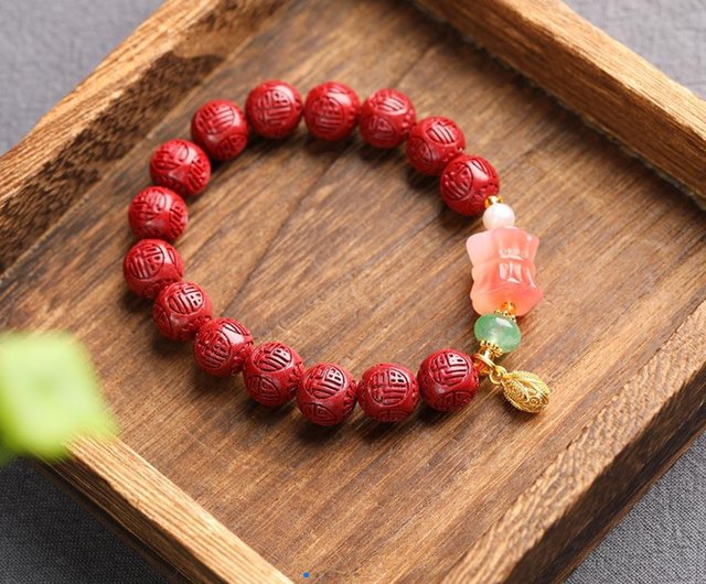 Natural Purple Golden Cinnabar Bracelet To Ward Off Evil Spirits