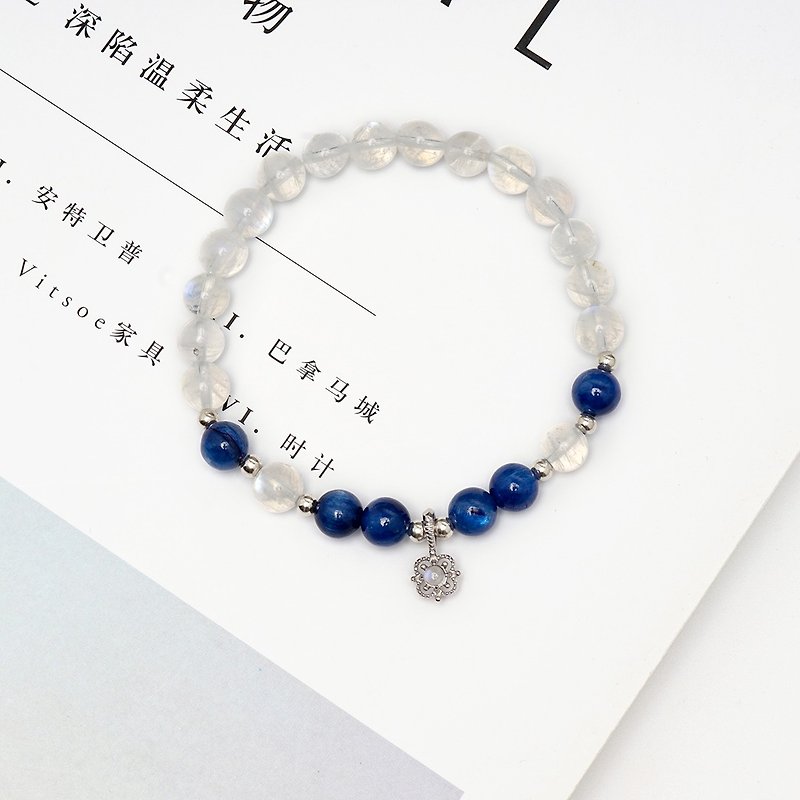 Strong blue moonlight bracelet is not available VISHIS925 sterling silver Sri Lanka blue crystal female June birth stone gift - Bracelets - Other Materials 
