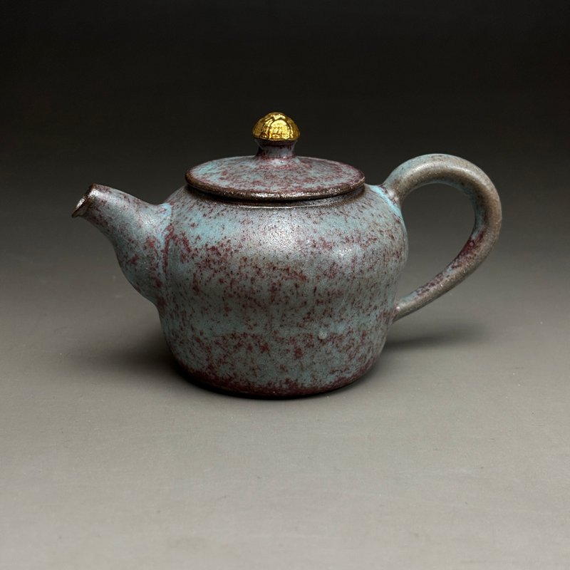 Taiwanese famous artist Hsu Hsu Lun's [Rock Mine] handmade gold Rujun teapot - Teapots & Teacups - Pottery Transparent