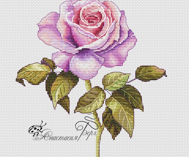 Modern Cross Stitch Pattern, Rose Cross Stitch Pattern, Flower