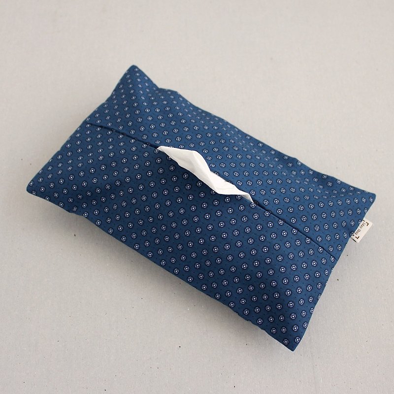 快閃特價-任選編號 面紙袋 面紙盒  日系星圓藍 - 面紙盒 - 棉．麻 藍色