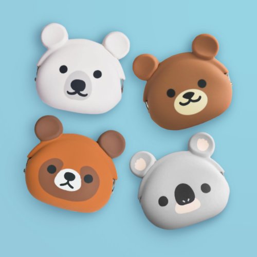 p+g design mimi POCHI Friends 北極熊 狸貓 小棕熊 無尾熊 造型矽膠口金包