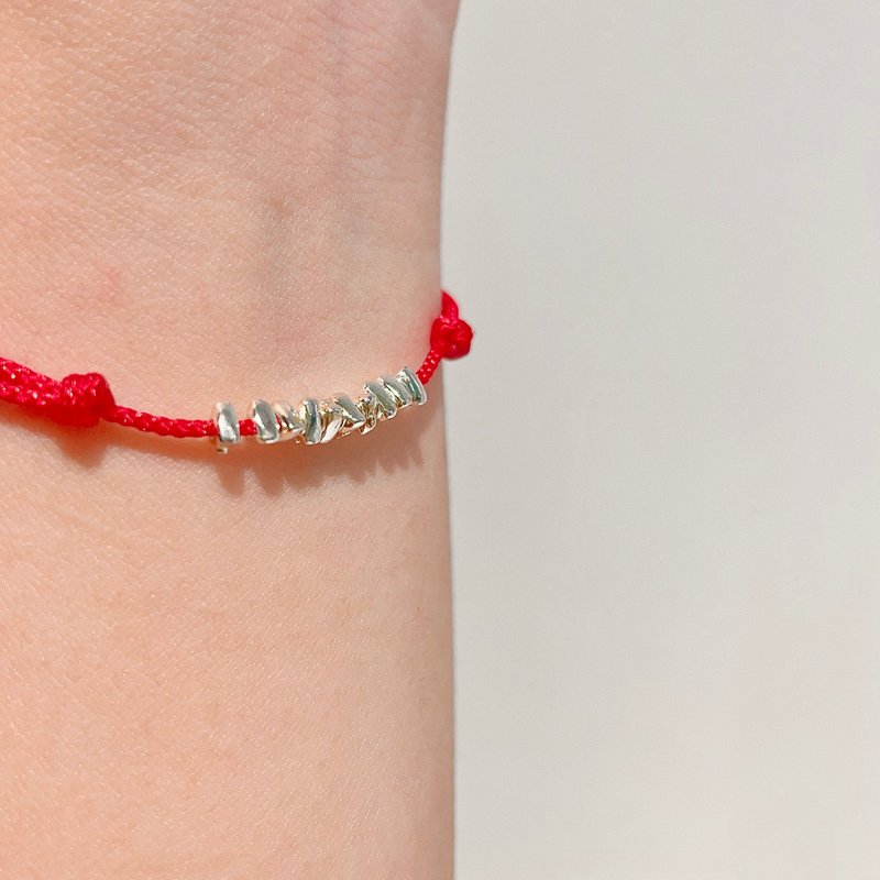 │Good Luck│Small Rice Ball•Ping An Red String Bracelet•Lucky Red String•Sterling Silver Bracelet - Bracelets - Sterling Silver 