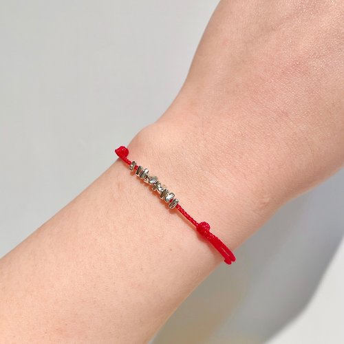 │Good Luck│Small Square•Ping An Three-color Bracelet•Lucky Red  Thread•Sterling Silver Bracelet - Shop ZILUN Jewelry Bracelets - Pinkoi