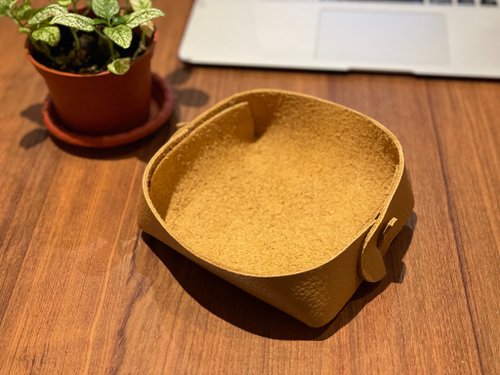 萌作物 真皮手作皮件 療癒你每一天 荔枝紋真皮牛皮收納置物盒 旅行實用可攤平一體成型式設計收納盒