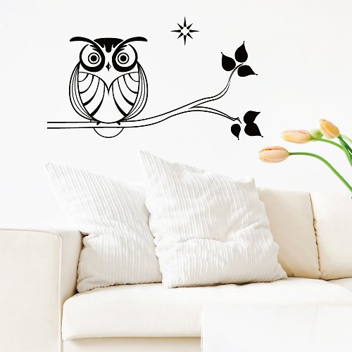 Smart Design 設計 壁貼 《Smart Design》創意無痕壁貼◆樹梢上的貓頭鷹 8色可選