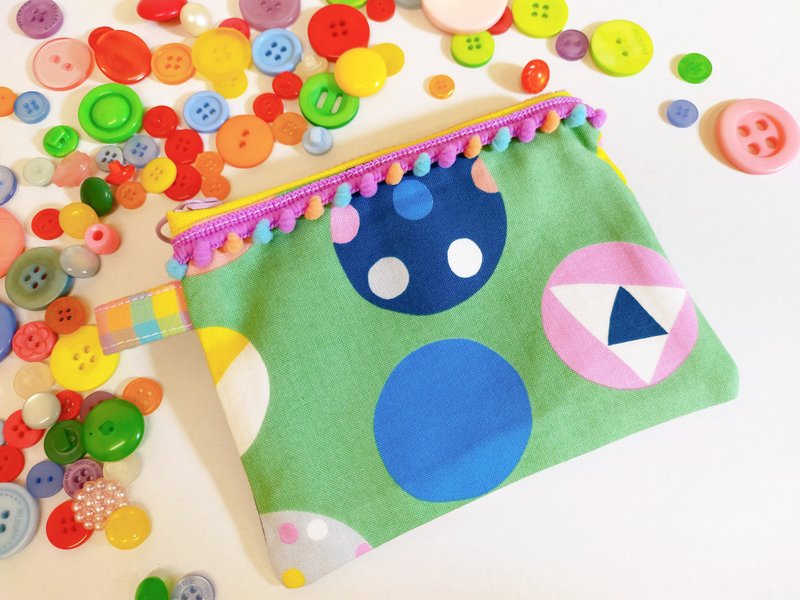 日式和風波點手作零錢包票卡包小物包 - 零錢包/小錢包 - 棉．麻 