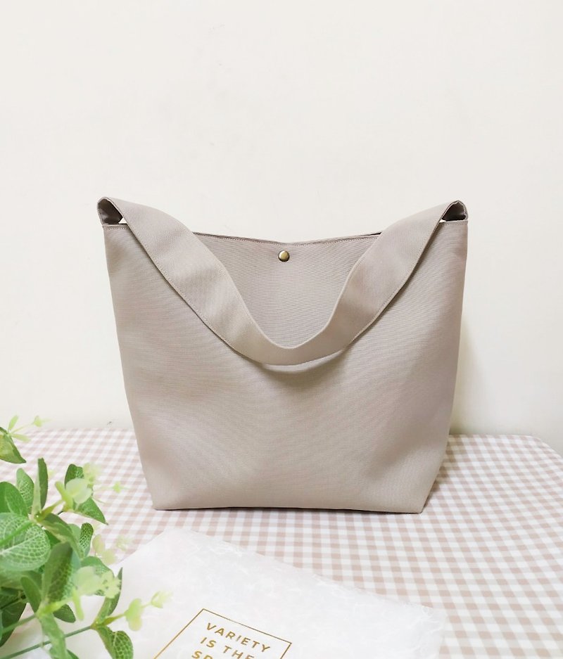 Jane Series Shoulder Bag/Canvas Messenger Bag/A4 Applicable School Bag/Oatmeal Grey/Pre-Order - Messenger Bags & Sling Bags - Cotton & Hemp Gray