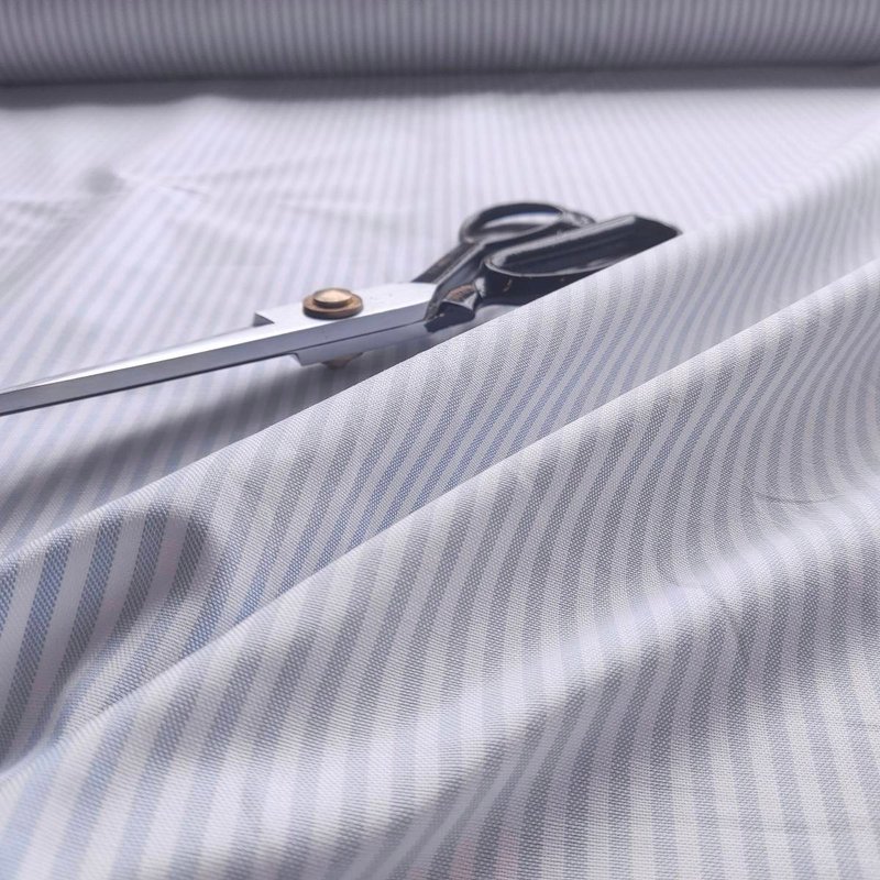 Light blue striped oxford cloth - เย็บปัก/ถักทอ/ใยขนแกะ - ผ้าฝ้าย/ผ้าลินิน สีน้ำเงิน