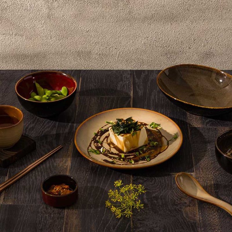 [New product launch] WAGA New Oriental Ceramic Disc/Large Plate Beige - Four styles in total - Plates & Trays - Porcelain Orange