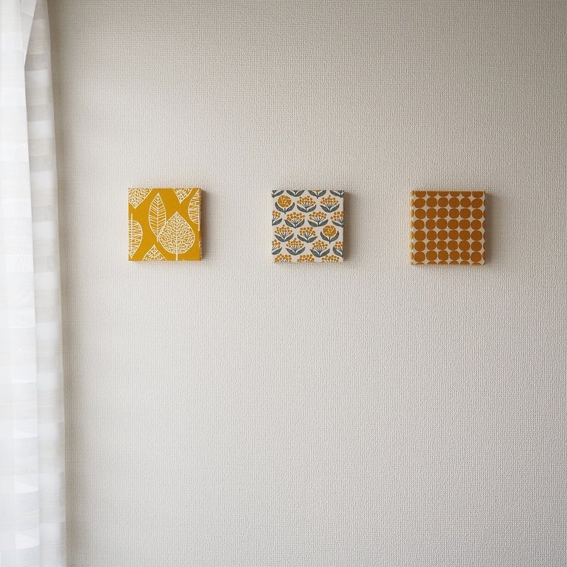 Fabric panel small size / 3 piece set / Yellow - Wall Décor - Cotton & Hemp Orange
