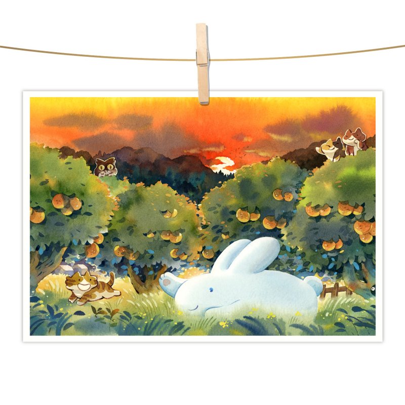 afu watercolor illustration postcard-Goodbye Orangery - การ์ด/โปสการ์ด - กระดาษ หลากหลายสี